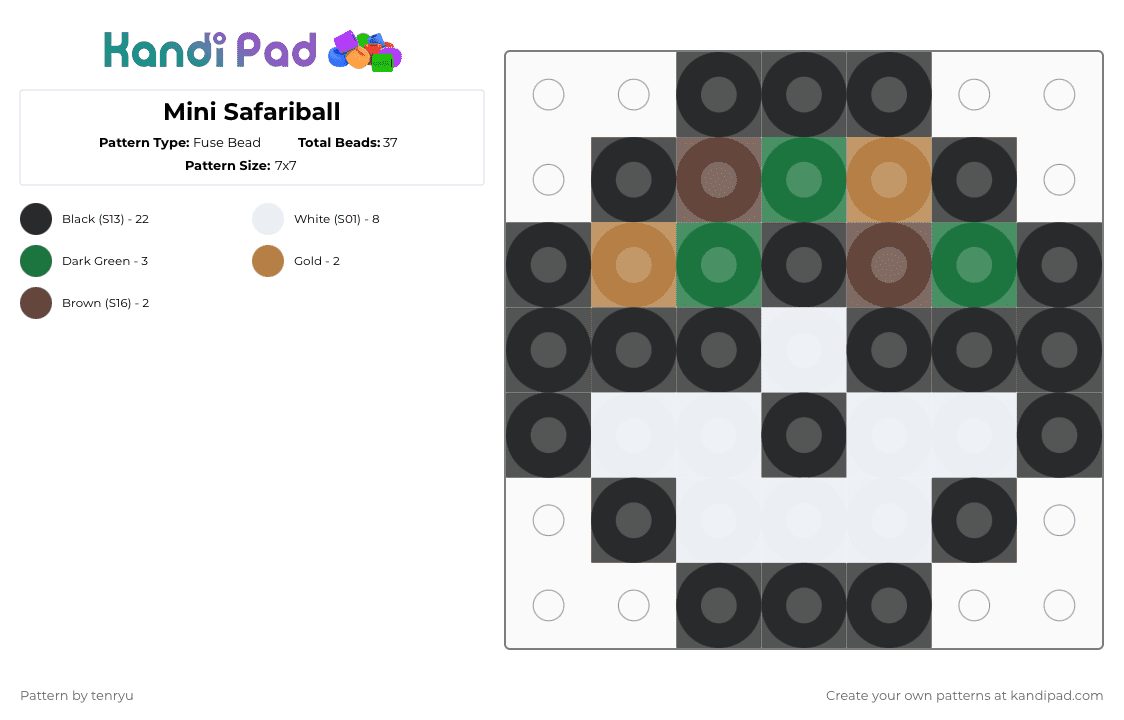 Mini Safariball - Fuse Bead Pattern by tenryu on Kandi Pad - black,white,green,pokemon