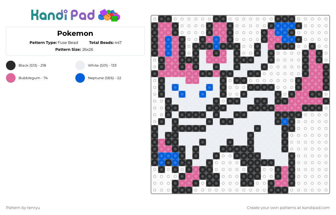 Sylveon - Fuse Bead Pattern by tenryu on Kandi Pad - pink