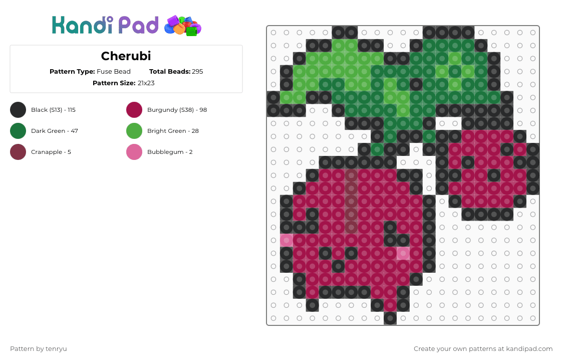 Cherubi - Fuse Bead Pattern by tenryu on Kandi Pad - pink,green