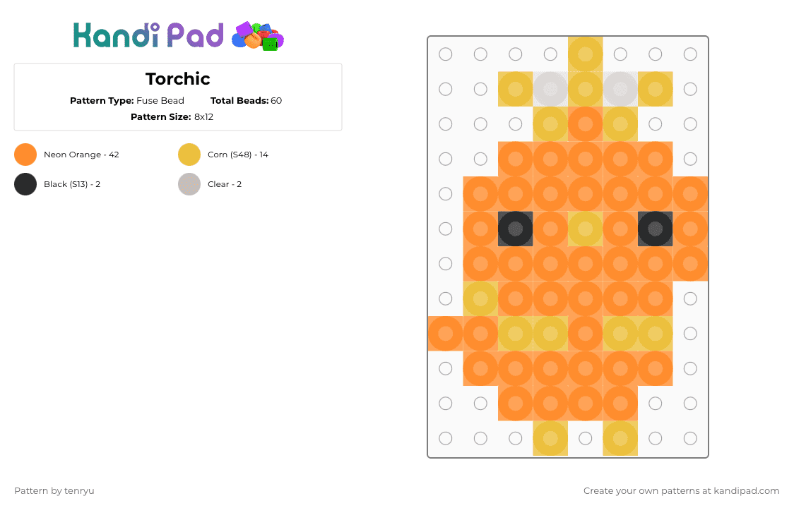 Torchic - Fuse Bead Pattern by tenryu on Kandi Pad - orange