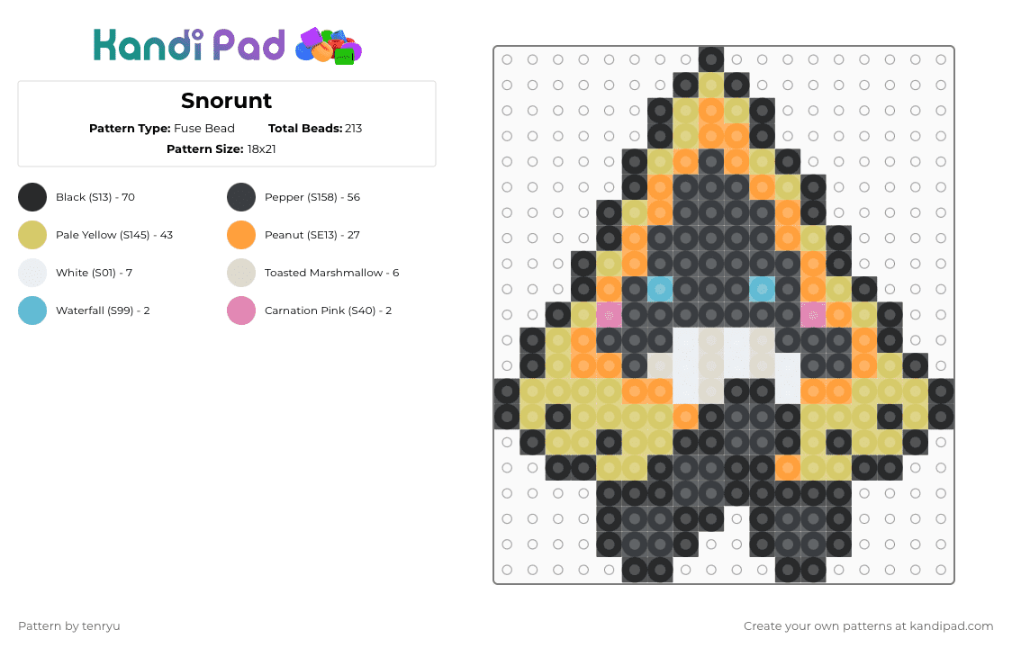 Snorunt - Fuse Bead Pattern by tenryu on Kandi Pad - black,yellow,orange,pokemon