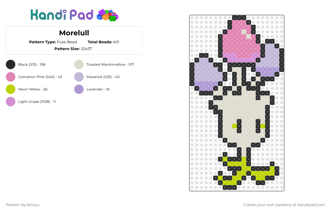 Morelull - Fuse Bead Pattern by tenryu on Kandi Pad - beige,pink