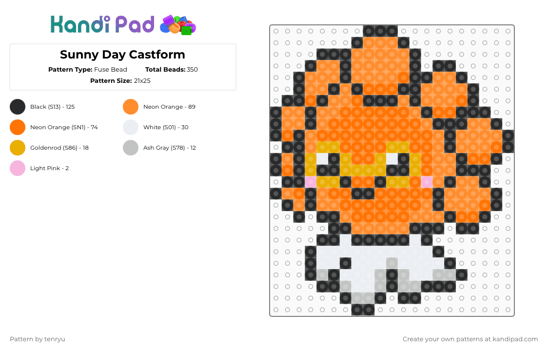 Sunny Day Castform - Fuse Bead Pattern by tenryu on Kandi Pad - orange,pokemon