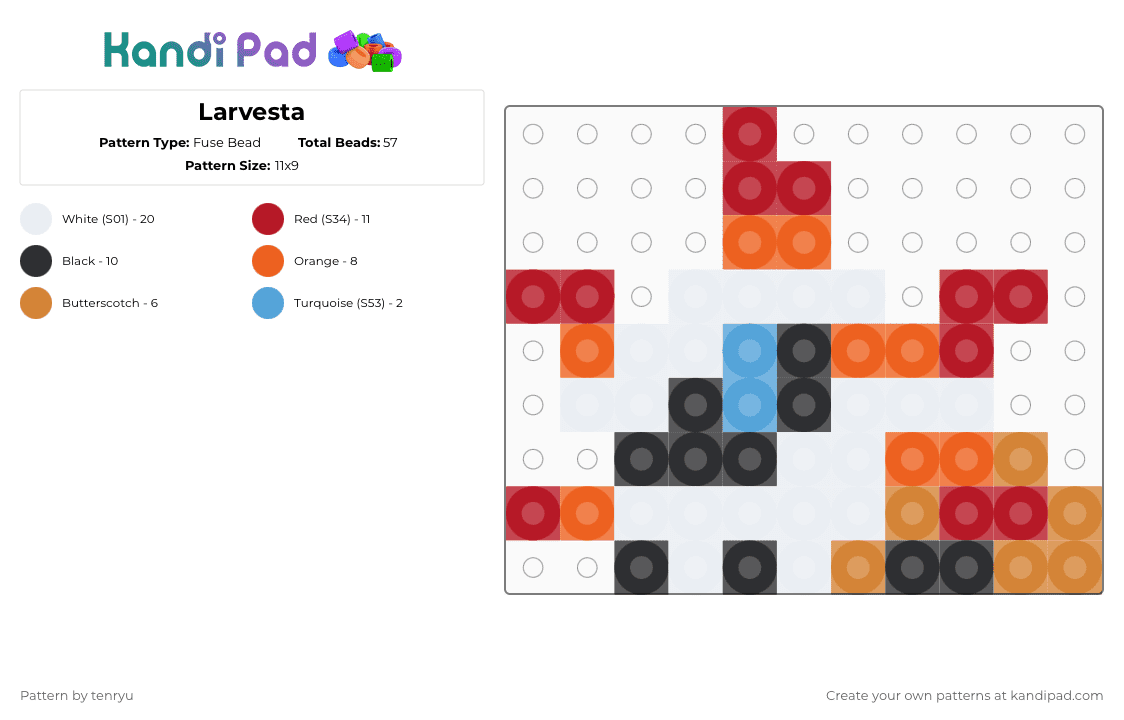 Larvesta - Fuse Bead Pattern by tenryu on Kandi Pad - 