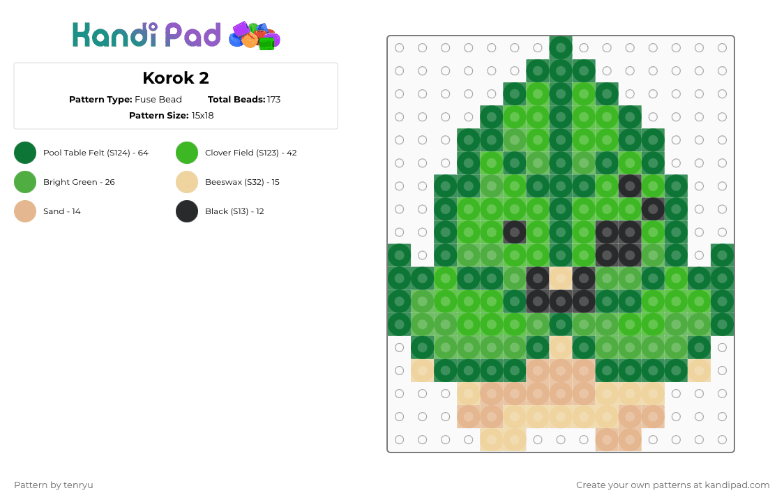 Korok 2 - Fuse Bead Pattern by tenryu on Kandi Pad - green