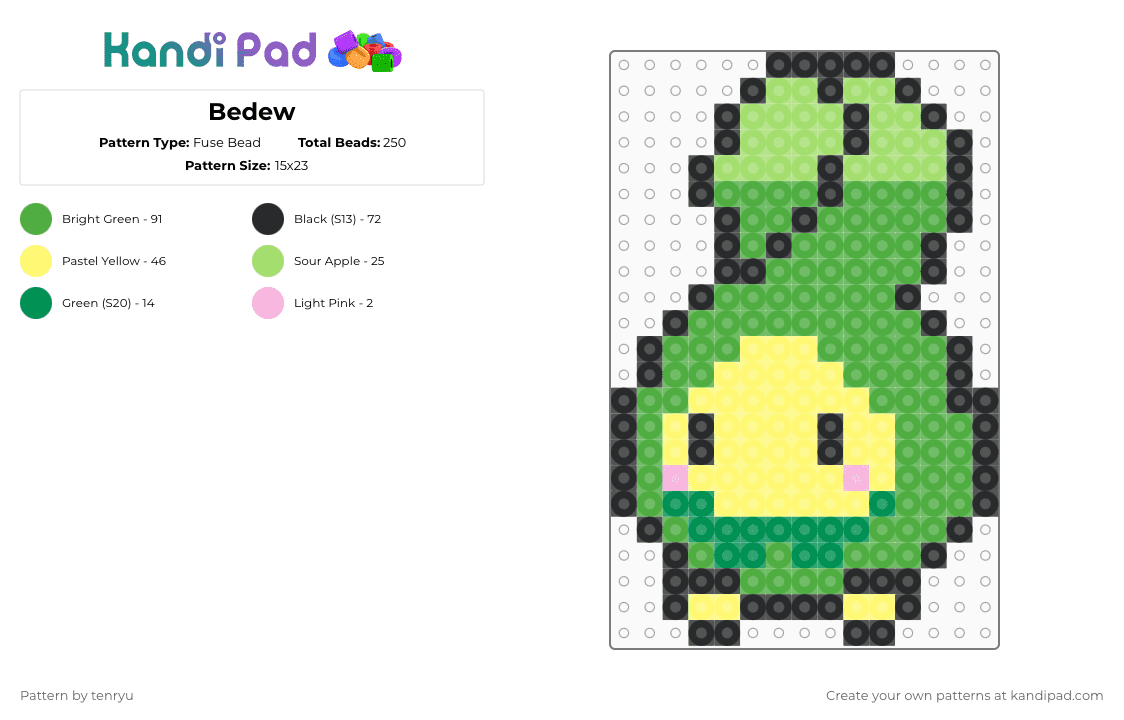 Bedew - Fuse Bead Pattern by tenryu on Kandi Pad - green