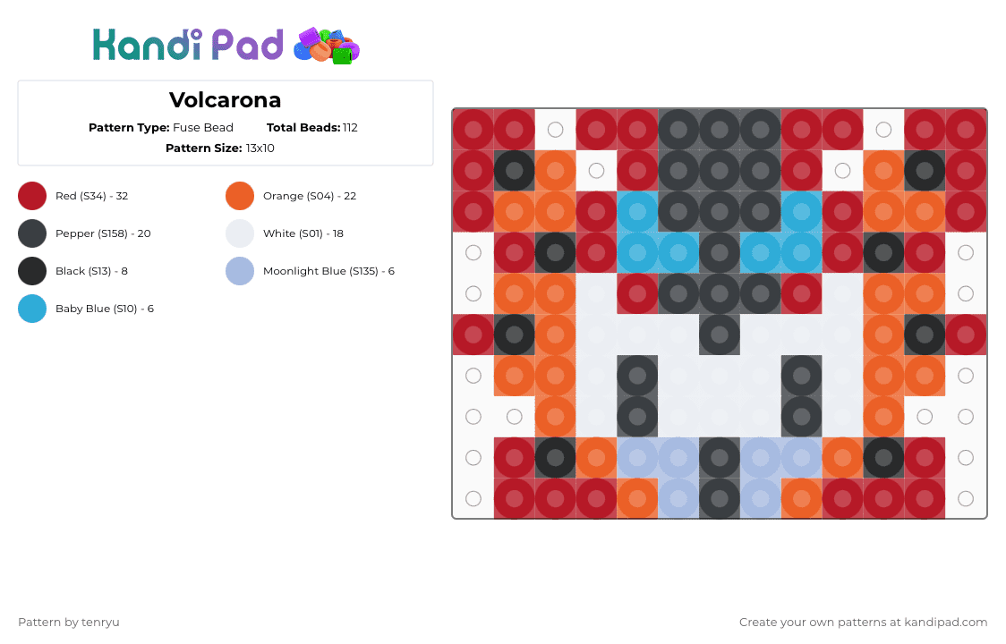 Volcarona - Fuse Bead Pattern by tenryu on Kandi Pad - 