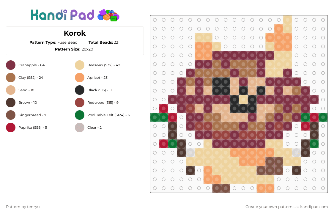 Korok - Fuse Bead Pattern by tenryu on Kandi Pad - beige,brown