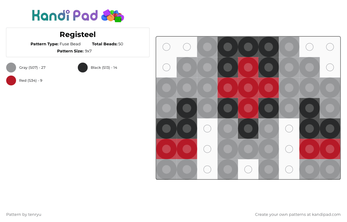 Registeel - Fuse Bead Pattern by tenryu on Kandi Pad - gray