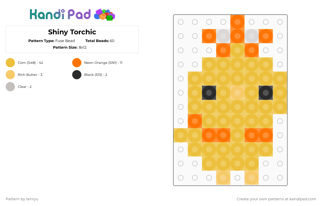 Shiny Torchic - Fuse Bead Pattern by tenryu on Kandi Pad - yellow