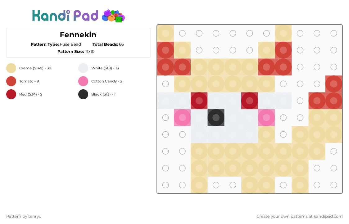 Fennekin - Fuse Bead Pattern by tenryu on Kandi Pad - beige