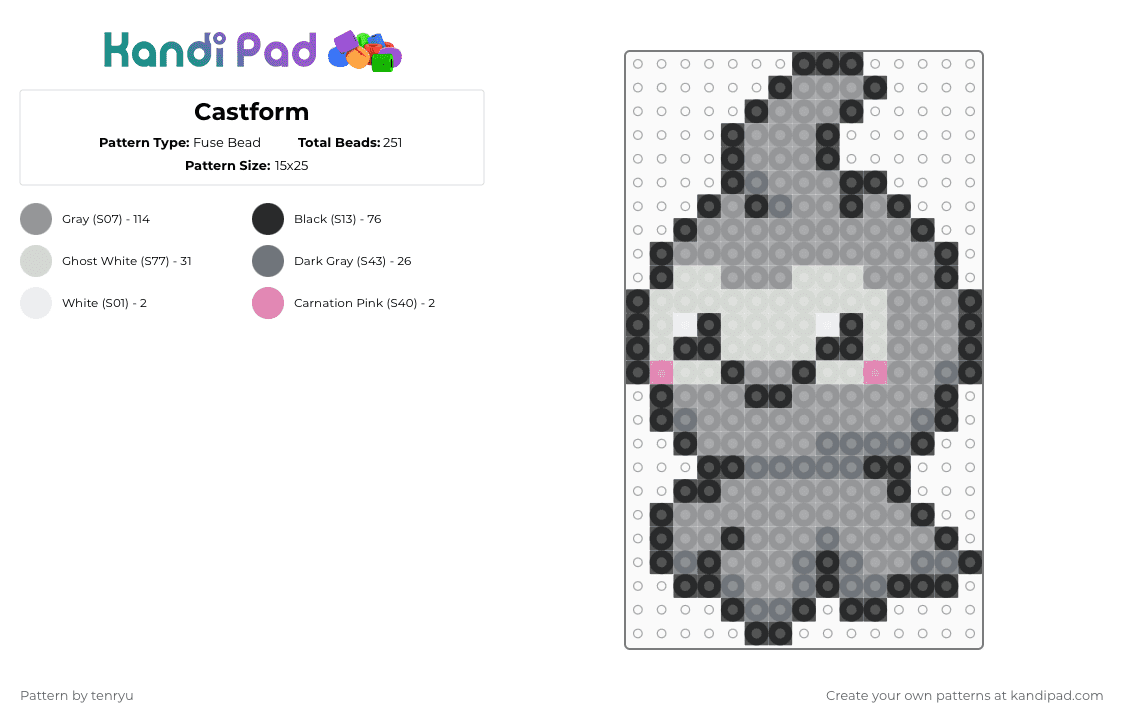 Castform - Fuse Bead Pattern by tenryu on Kandi Pad - gray,pokemon