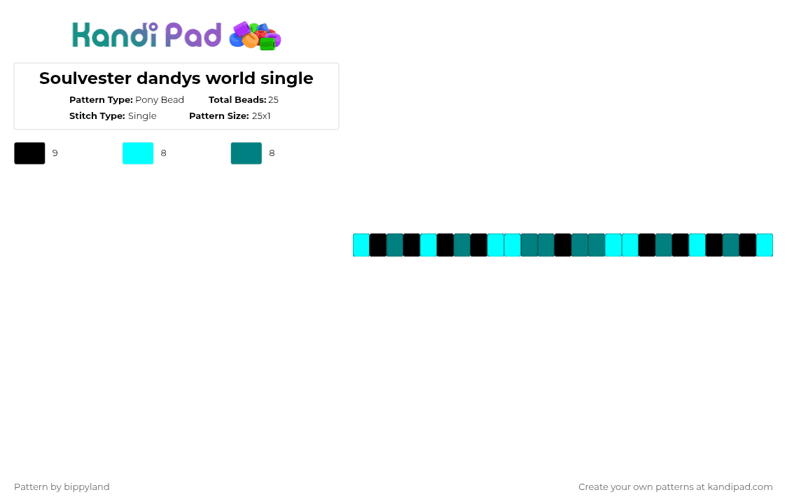 Soulvester dandys world single - Pony Bead Pattern by bippyland on Kandi Pad - light blue,teal