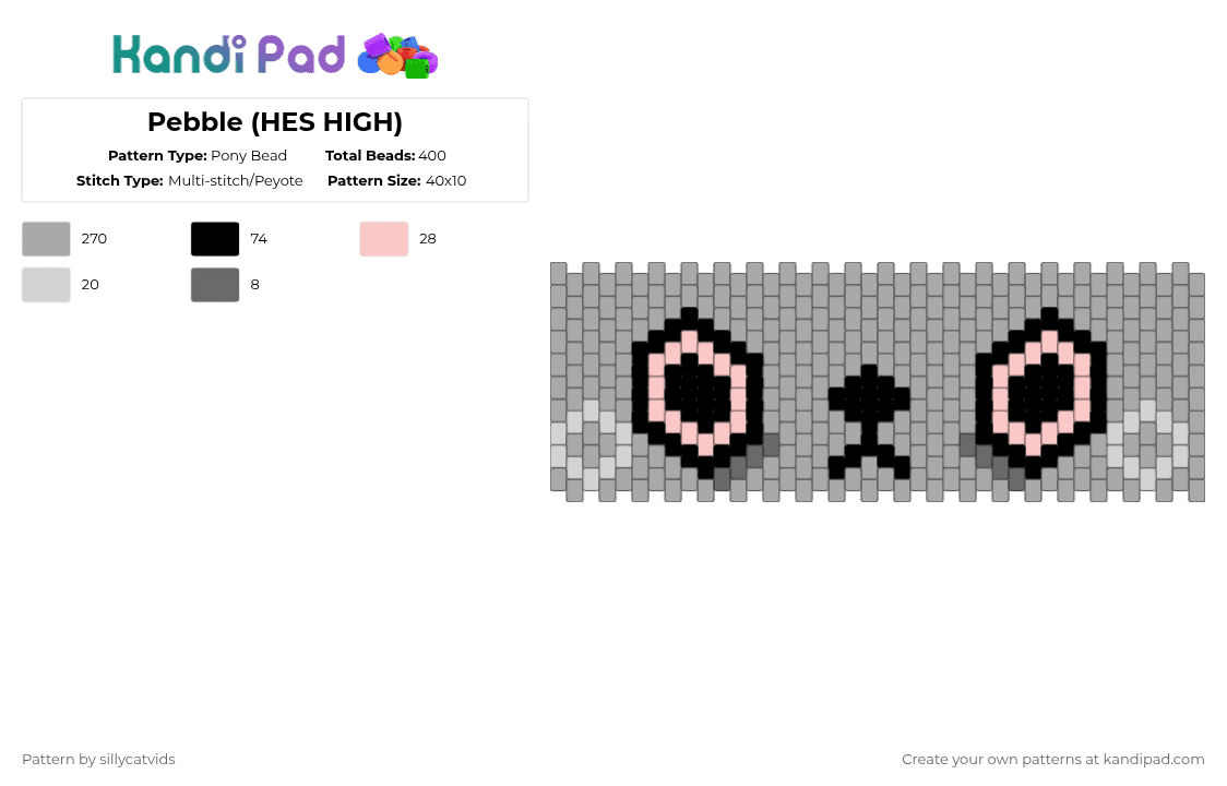 Pebble (HES HIGH) Pony Bead Pattern - Kandi Pad | Kandi Patterns, Fuse ...
