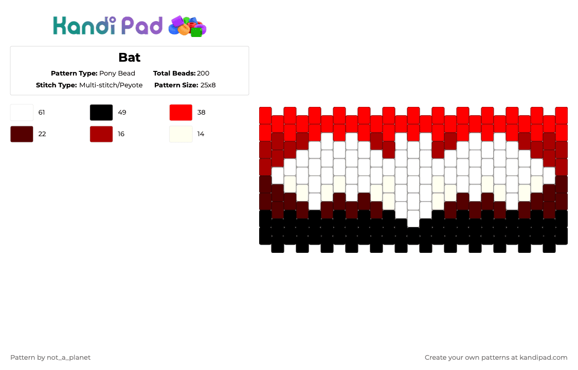 Bat Pony Bead Pattern - Kandi Pad | Kandi Patterns, Fuse Bead Patterns ...