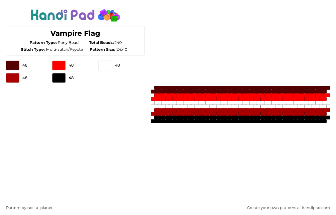 Vampire Flag - Pony Bead Pattern by not_a_planet on Kandi Pad - red,brown