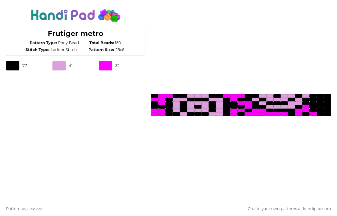 Frutiger metro - Pony Bead Pattern by aeaszzz on Kandi Pad - black,pink
