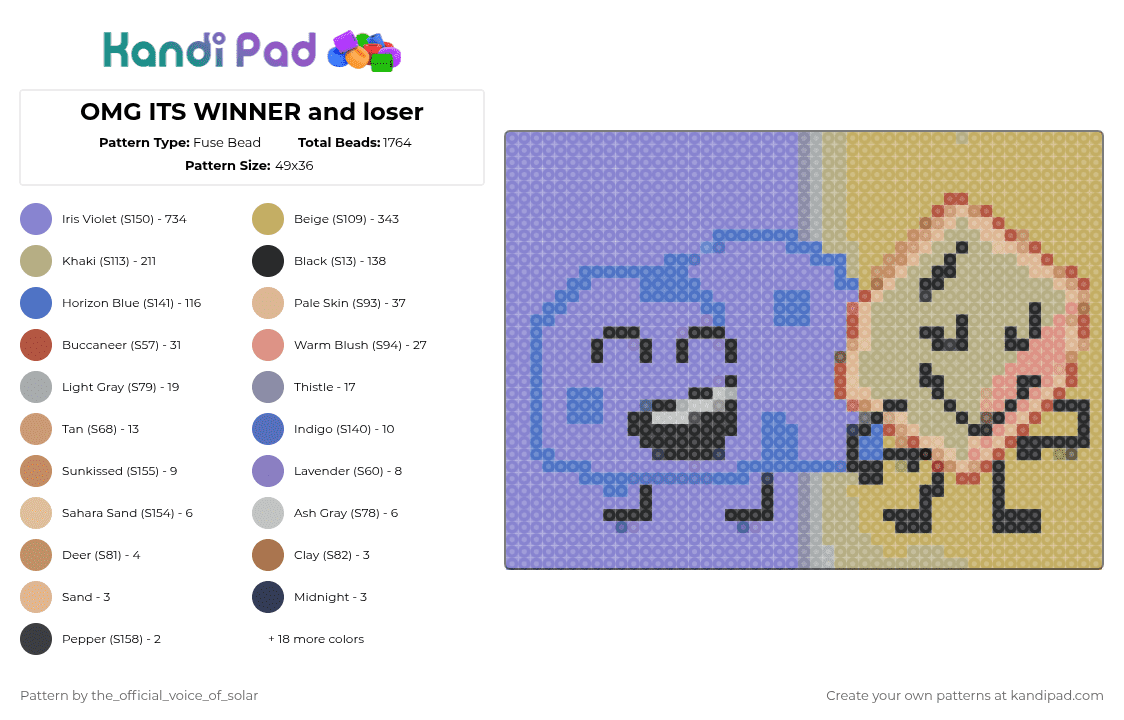 OMG ITS WINNER and loser - Fuse Bead Pattern by the_official_voice_of_solar on Kandi Pad - 