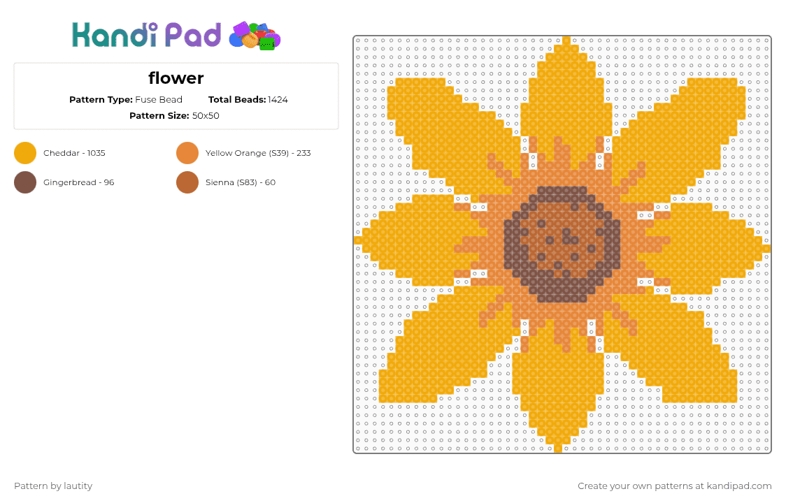 flower - Fuse Bead Pattern by lautity on Kandi Pad - sunflower,orange