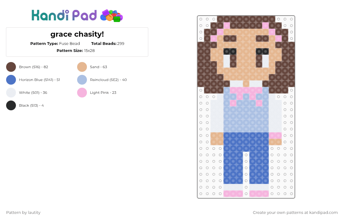 grace chasity! - Fuse Bead Pattern by lautity on Kandi Pad - blue,beige,brown,starkid,hatchetfield