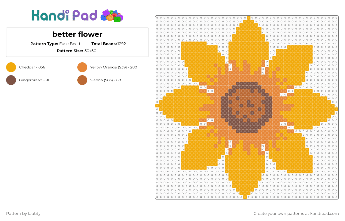 better flower - Fuse Bead Pattern by lautity on Kandi Pad - orange