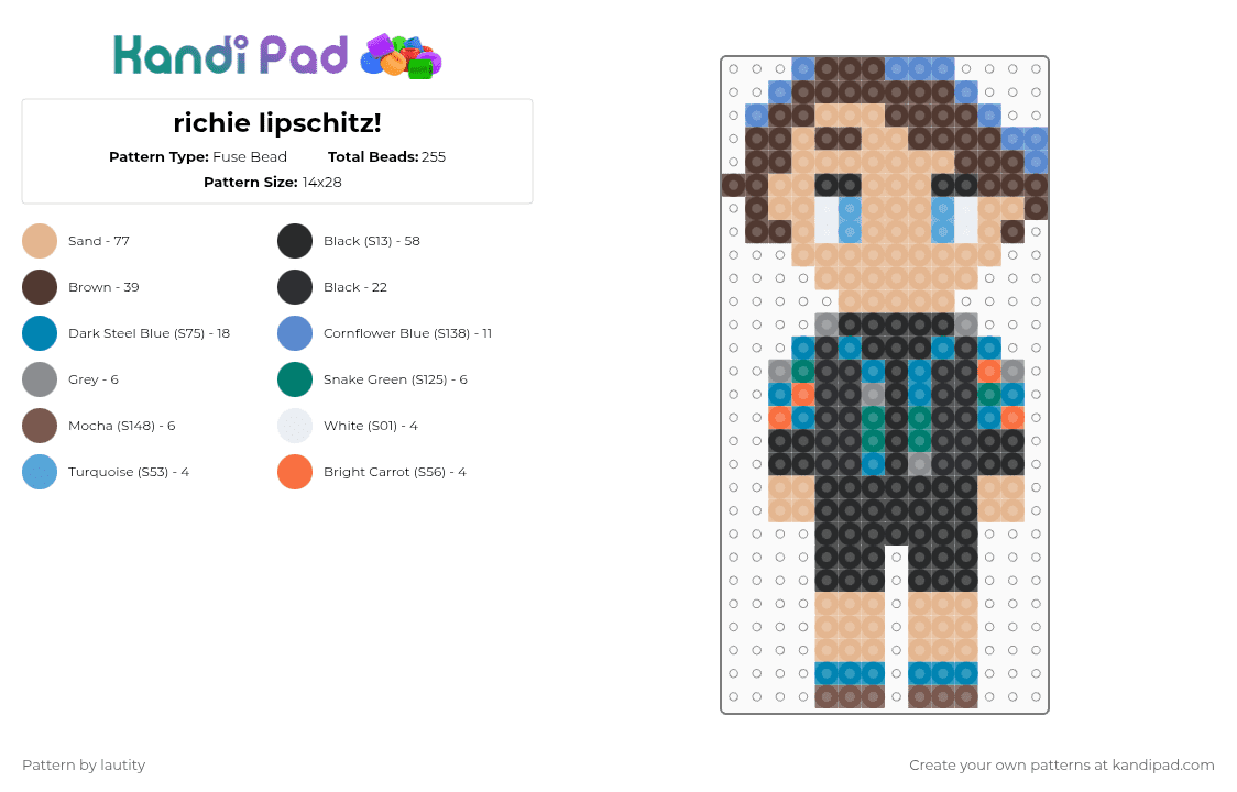 richie lipschitz! - Fuse Bead Pattern by lautity on Kandi Pad - beige,brown,light blue,starkid,hatchetfield