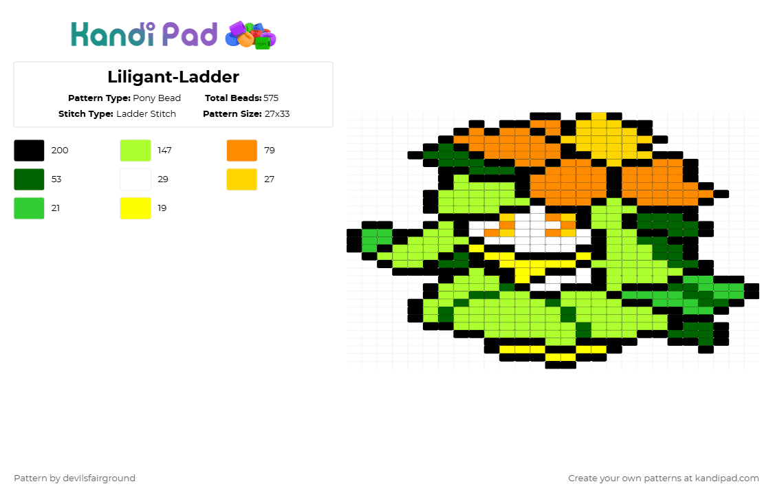 Liligant-Ladder - Pony Bead Pattern by devilsfairground on Kandi Pad - green