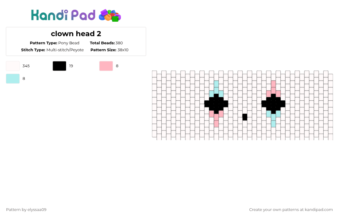 clown head 2 - Pony Bead Pattern by elyssaa09 on Kandi Pad - light blue, pink, white