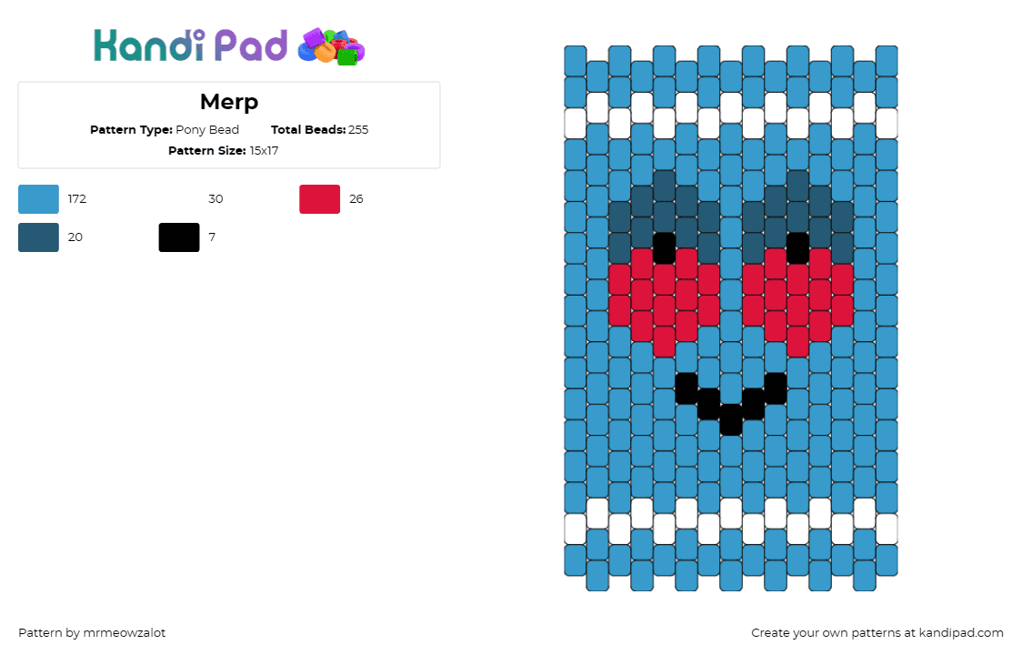 Merp - Pony Bead Pattern by mrmeowzalot on Kandi Pad - towelie,south park,character,television,blue,red eyes,relaxed,humorous,light blu