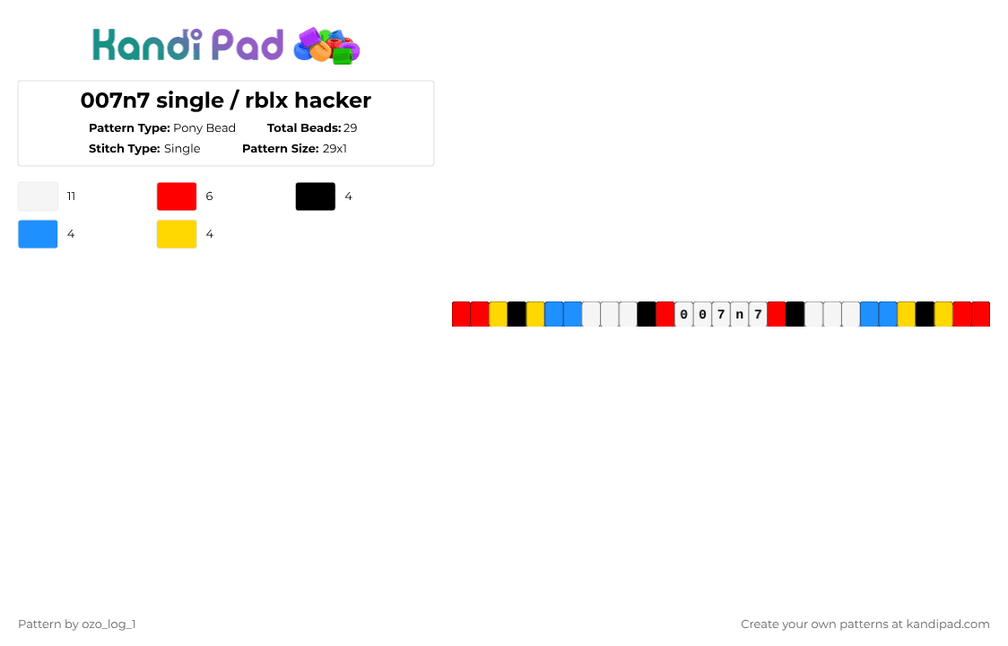 007n7 single / rblx hacker - Pony Bead Pattern by phighter0 on Kandi Pad - red,forsaken,roblox