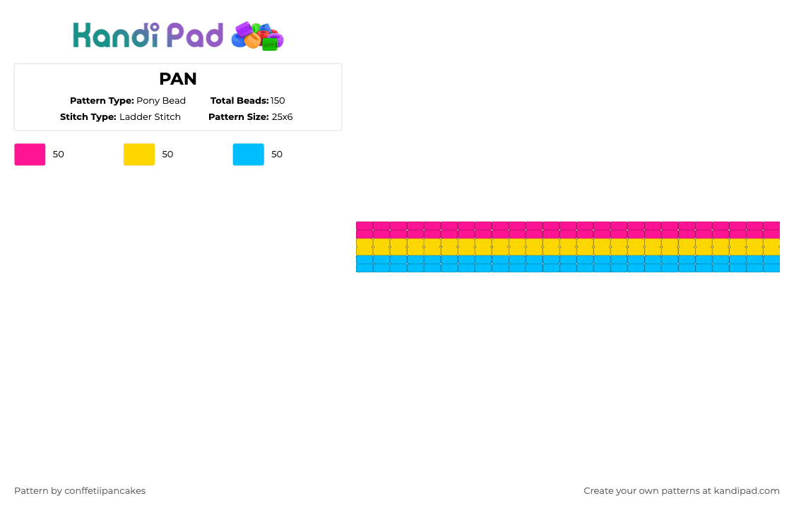 PAN - Pony Bead Pattern by conffetiipancakes on Kandi Pad - pink,yellow,light blue