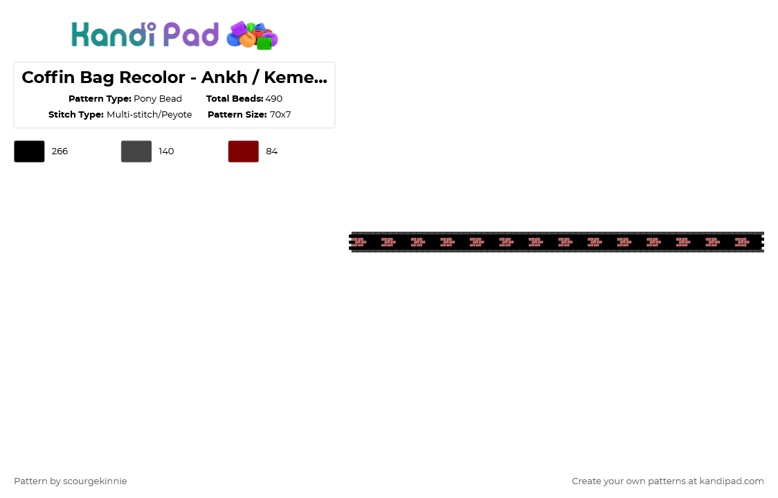 Coffin Bag Recolor - Ankh / Kemetic (Side) - Pony Bead Pattern by scourgekinnie on Kandi Pad - black