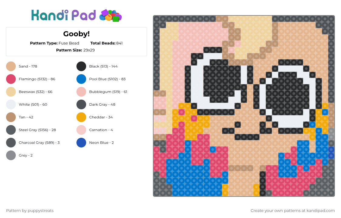 Gooby! - Fuse Bead Pattern by puppystreats on Kandi Pad - beige