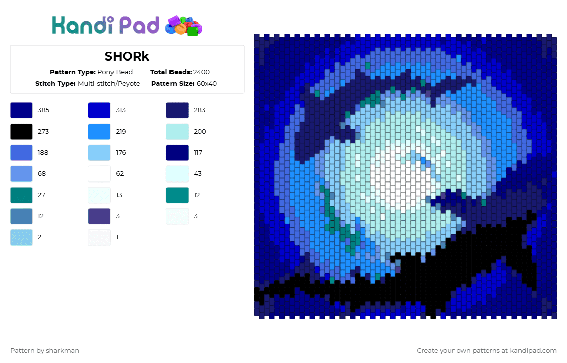 SHORk - Pony Bead Pattern by sharkman on Kandi Pad - purple,light blue,cotddarkness,shark