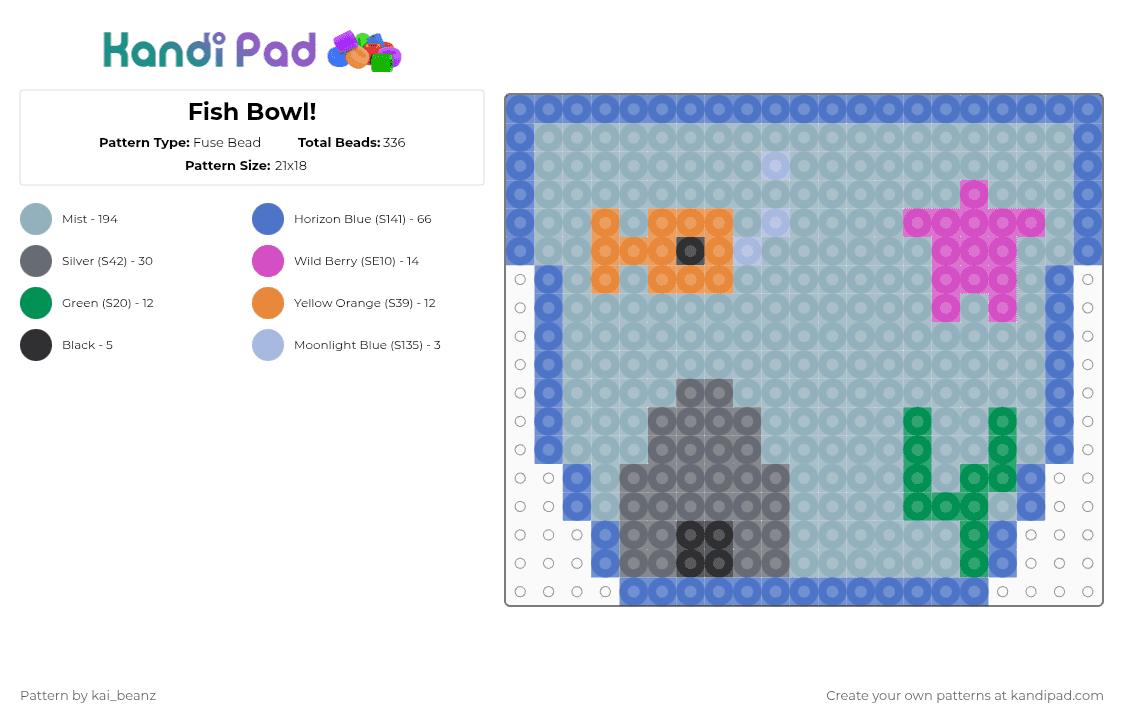Fish Bowl! - Fuse Bead Pattern by kai_beanz on Kandi Pad - blue,light blue,cotdunderwaterworld,fish,tank