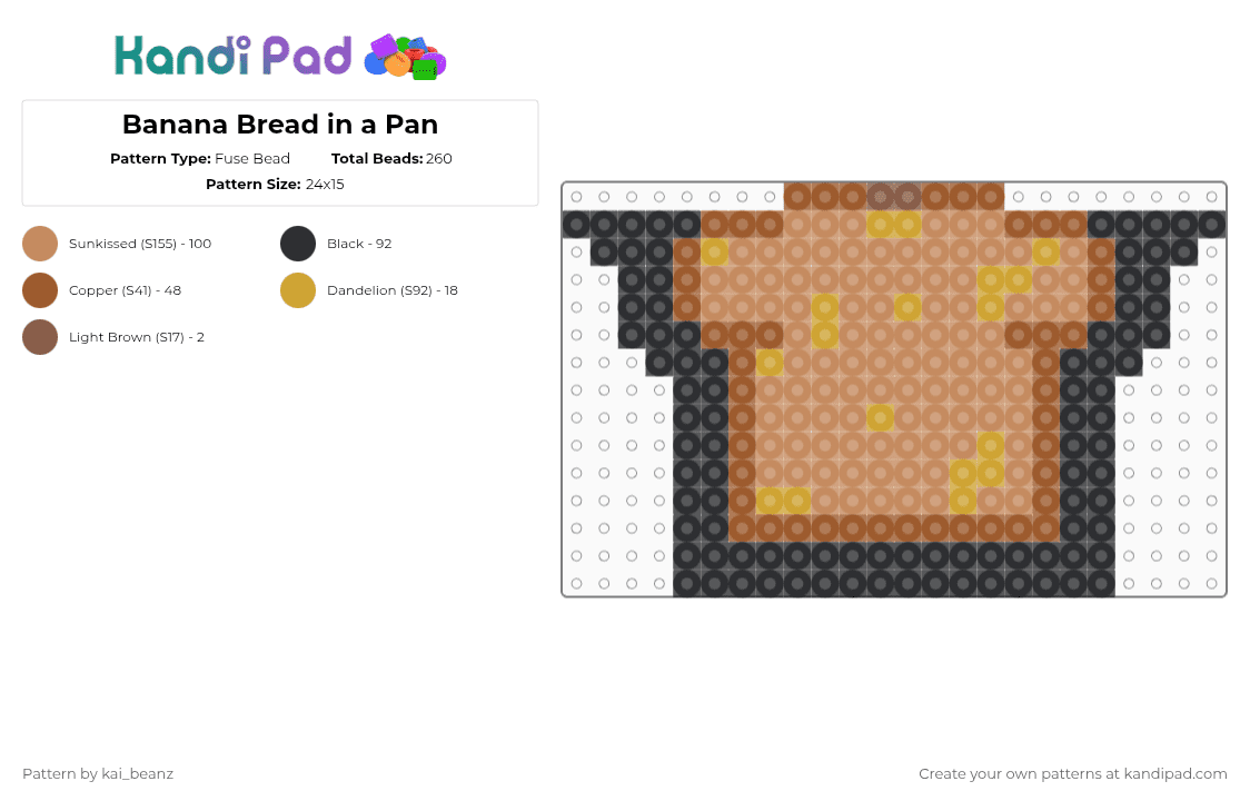 Banana Bread in a Pan - Fuse Bead Pattern by kai_beanz on Kandi Pad - tan,cotdrecipes