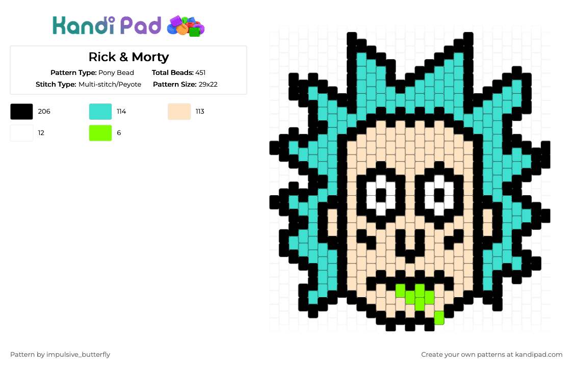 Rick & Morty - Pony Bead Pattern by impulsive_butterfly on Kandi Pad - beige,light blue