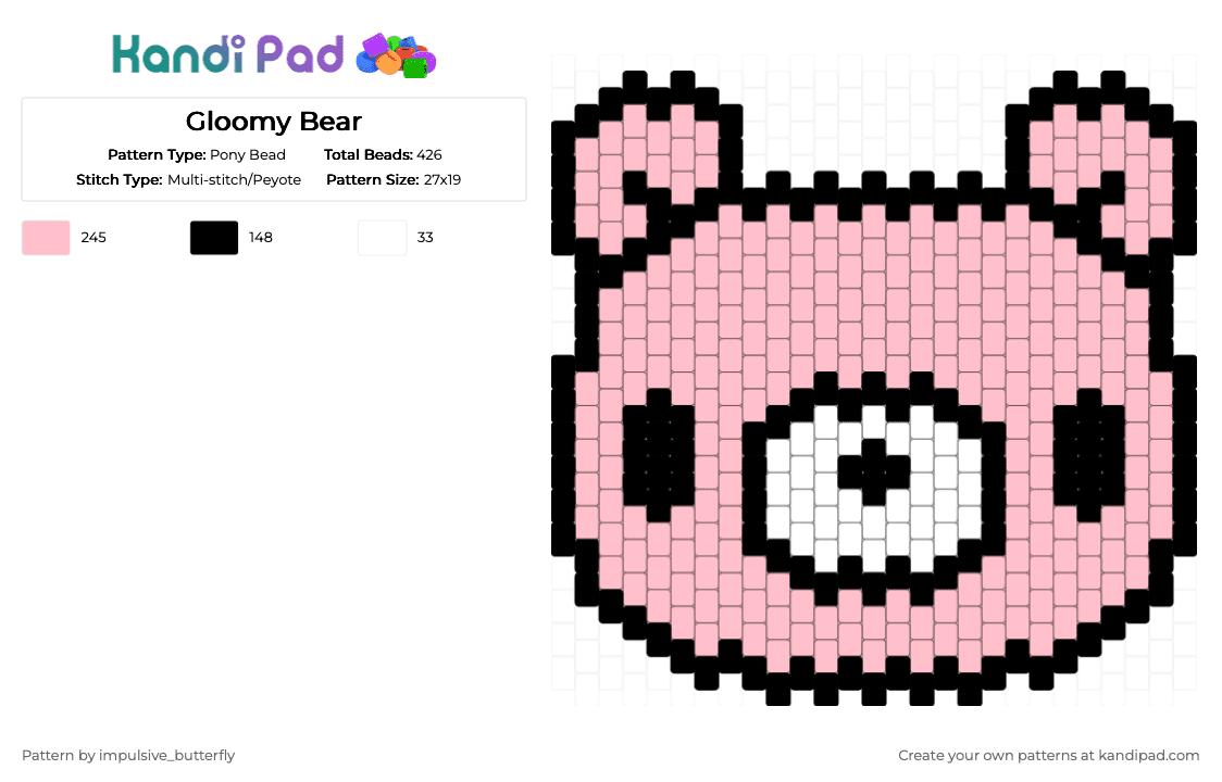Gloomy Bear - Pony Bead Pattern by impulsive_butterfly on Kandi Pad - pink,peyote,bear,gloomy bear