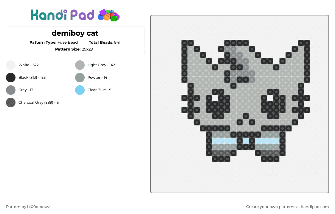 demiboy cat - Fuse Bead Pattern by bl00dipawz on Kandi Pad - white,beige,cat,lgbtq,demigender,kawaii,cute