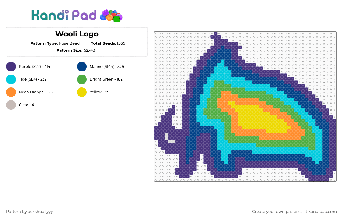 Wooli Logo - Fuse Bead Pattern by ackshuallyyy on Kandi Pad - wooli,mammoth,heatmap,dj,edm,colorful,music,blue,purple,green,light blue