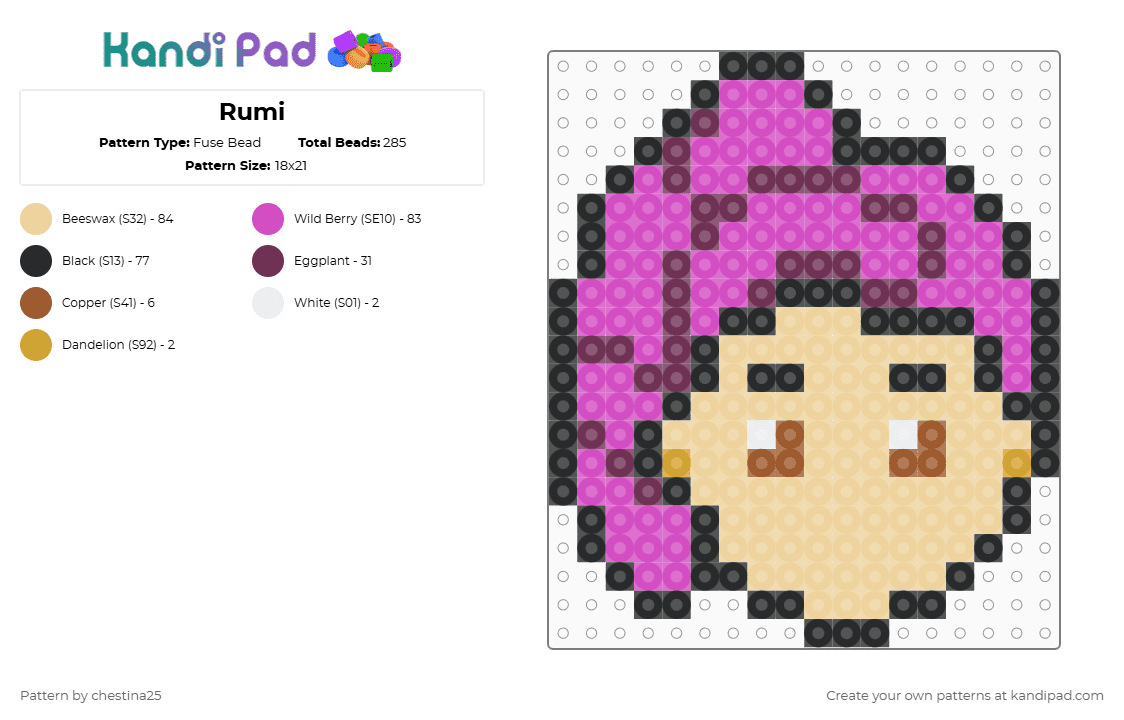 Print Pads Rumi Rumi Fuse Bead Pattern - Kandi Pad | Kandi Patterns, Fuse Bead Patterns ...