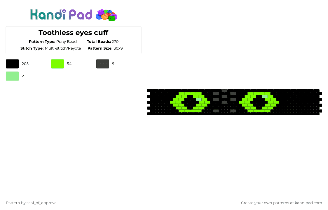 Toothless eyes cuff - Pony Bead Pattern by teacup453 on Kandi Pad - black,green,dragon,httyd,toothless,how to train your dragon
