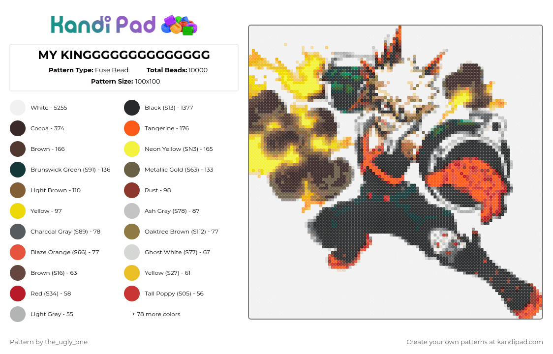 MY KINGGGGGGGGGGGGGG - Fuse Bead Pattern by the_ugly_one on Kandi Pad - white,gray,beige,tan,colorful