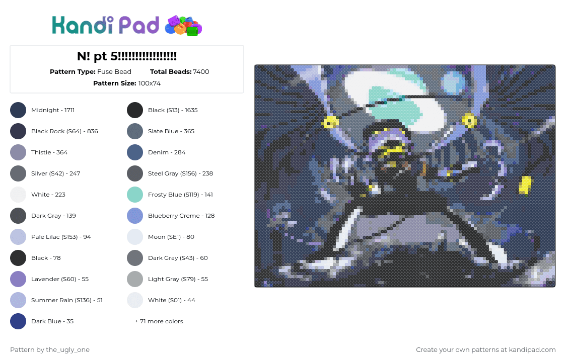 N! pt 5!!!!!!!!!!!!!!!!! - Fuse Bead Pattern by the_ugly_one on Kandi Pad - purple,light blue,gray