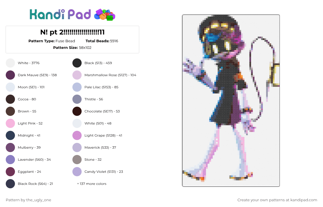 N! pt 2!!!!!!!!!!!!!!!!!!11 - Fuse Bead Pattern by the_ugly_one on Kandi Pad - white,gray,brown,pink