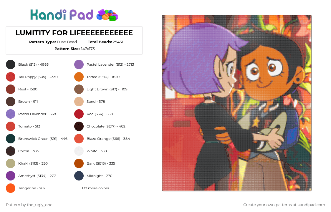 LUMITITY FOR LIFEEEEEEEEEEE - Fuse Bead Pattern by the_ugly_one on Kandi Pad - red,orange,tan,pink,colorful