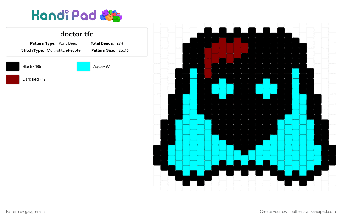 doctor tfc - Pony Bead Pattern by gaygremlin on Kandi Pad - black, light blue