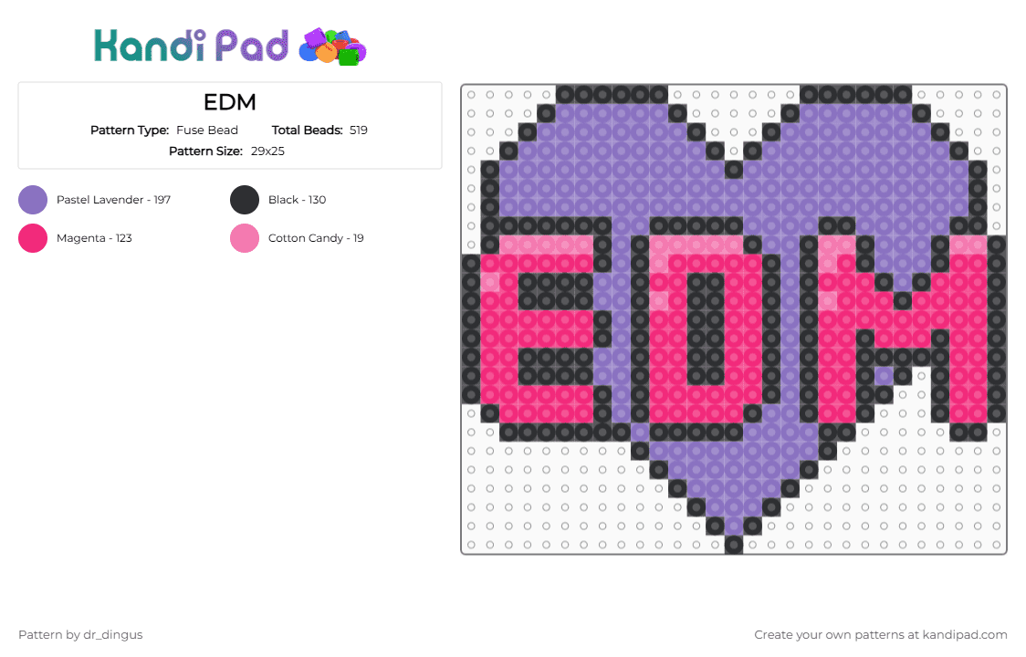 EDM - Fuse Bead Pattern by dr_dingus on Kandi Pad - pink,blue