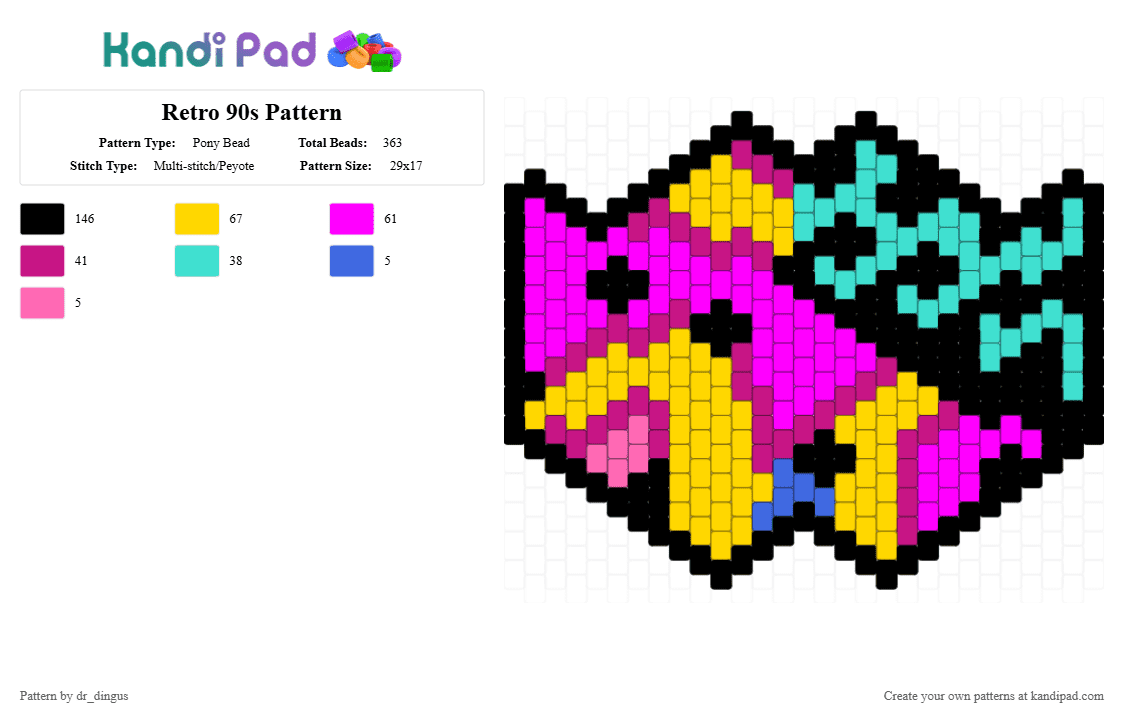 Retro 90s Pattern - Pony Bead Pattern by dr_dingus on Kandi Pad - pink,yellow