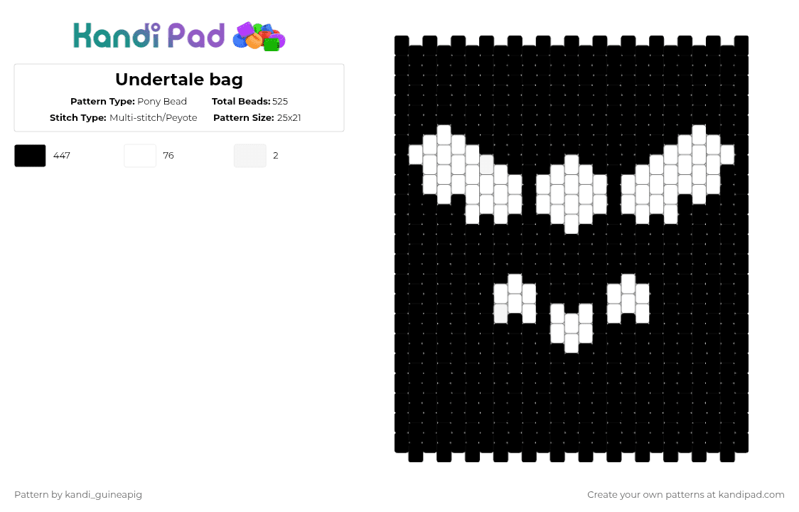 Undertale bag - Pony Bead Pattern by kandi_guineapig on Kandi Pad - black